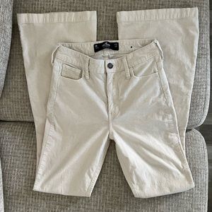 cream corduroy high-rise flare